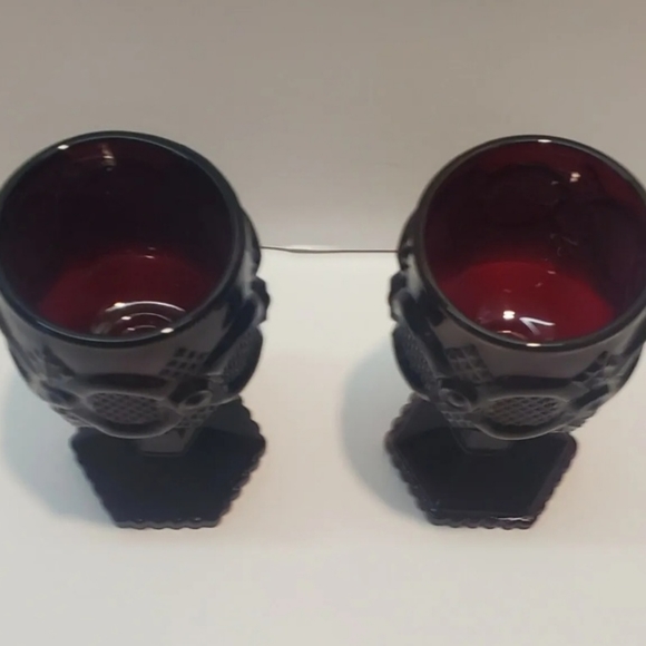 Avon Cape Cod Ruby Red Wine Goblets Vintage Glass 4.5"H Set Of 2 1980s - Picture 5 of 9